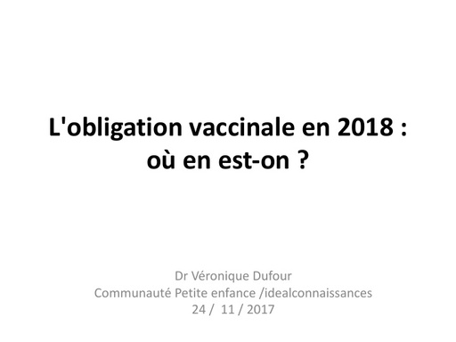L'obligation vaccinale en 2018