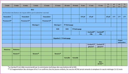 Calendrier vaccinal InfoVac 2020