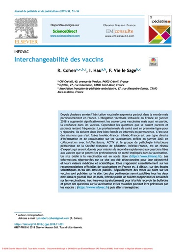 Article interchangeabilite des vaccins