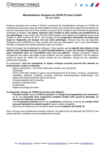 Manifestations cliniques du COVID 19 chez l enfant def 020420