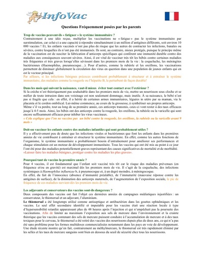 Questions fréquemment posées par les parents