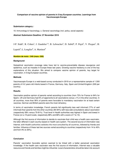 Lien 2 ECMID Abstract Vaccinoscopie Europe ECCMID 21Nov 2019