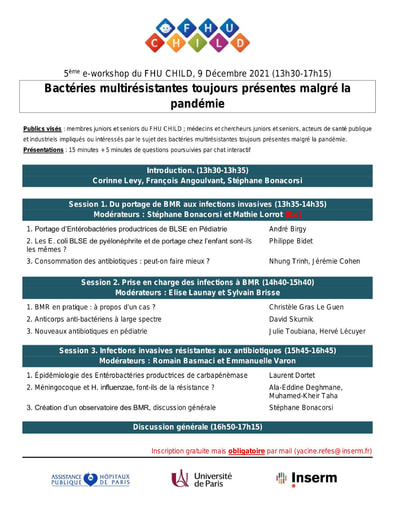 Programme du 5ème eWorkshop du FHU CHILD 9 Décembre 2021