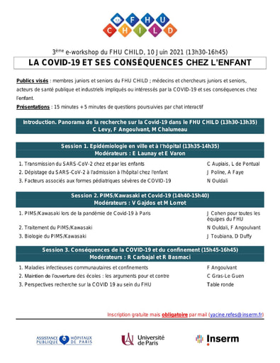 Programme du 3ème eWorkshop du FHU CHILD 10 Juin 2021