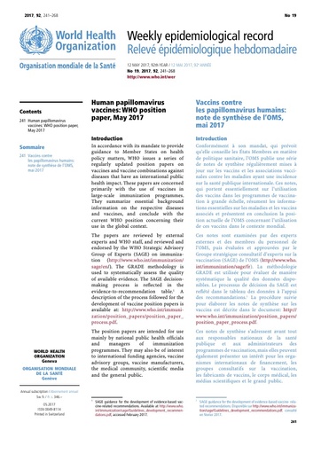 Lien 5 Avis OMS HPV 2017