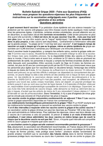 Bulletin Infovac spécial Grippe 2020