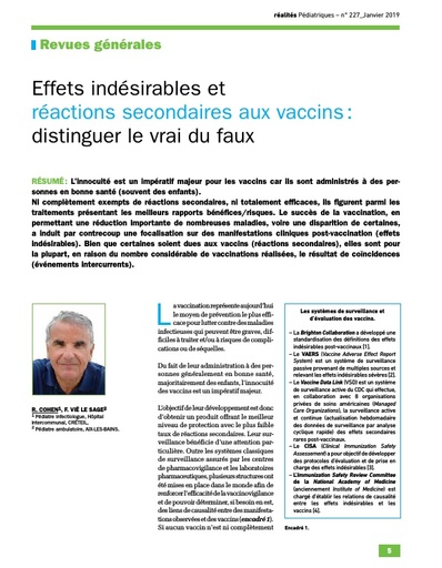 Article effets indesirables des vaccins