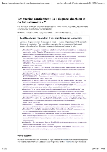 Les vaccins contiennent ils « du porc, du chien et du fœtus humain » ?